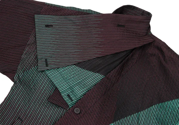 ISSEY MIYAKE Poly Wool Stripe Jacquard Coat K-169384_006