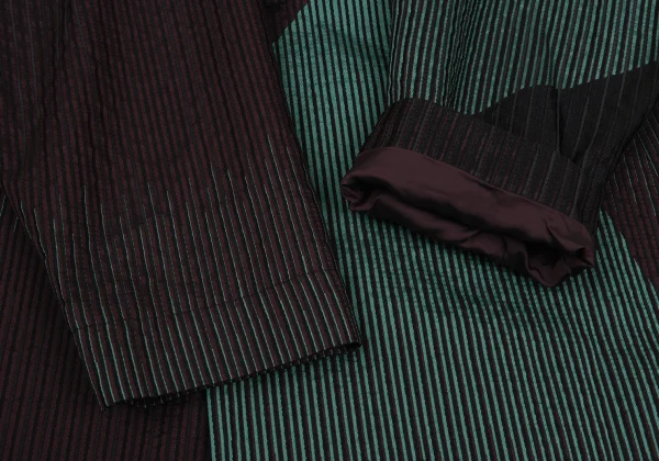 ISSEY MIYAKE Poly Wool Stripe Jacquard Coat K-169384_010