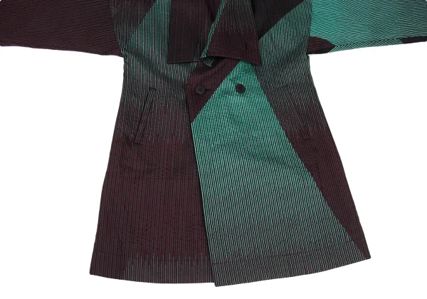 ISSEY MIYAKE Poly Wool Stripe Jacquard Coat K-169384_011