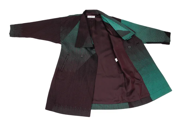 ISSEY MIYAKE Poly Wool Stripe Jacquard Coat K-169384_013