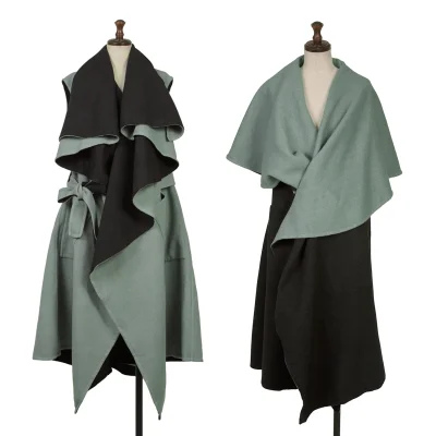 ISSEY MIYAKE Wool Reversible Drape Sleeveless Coat