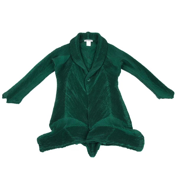 ISSEY MIYAKE 3D Stretch Pleats Shawl-collar Long Jacket K-169392_002