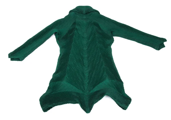 ISSEY MIYAKE 3D Stretch Pleats Shawl-collar Long Jacket K-169392_010