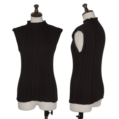 ISSEY MIYAKE Cotton Blended Rib Sleeveless Knit Top