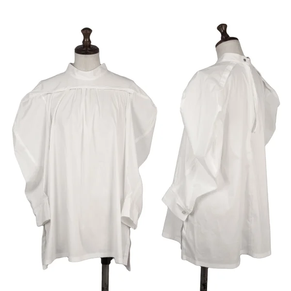 ISSEY MIYAKE Stretched Deformation Design Blouse White 2 K-169398_001