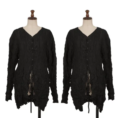 Unbranded Wrinkle Pleats Reversible Layered Cardigan