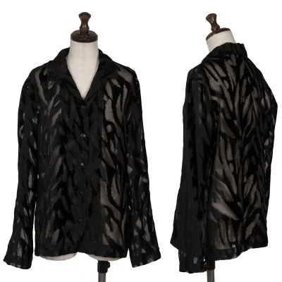 ISSEY MIYAKE Frocking Sheer Open-collar Blouse