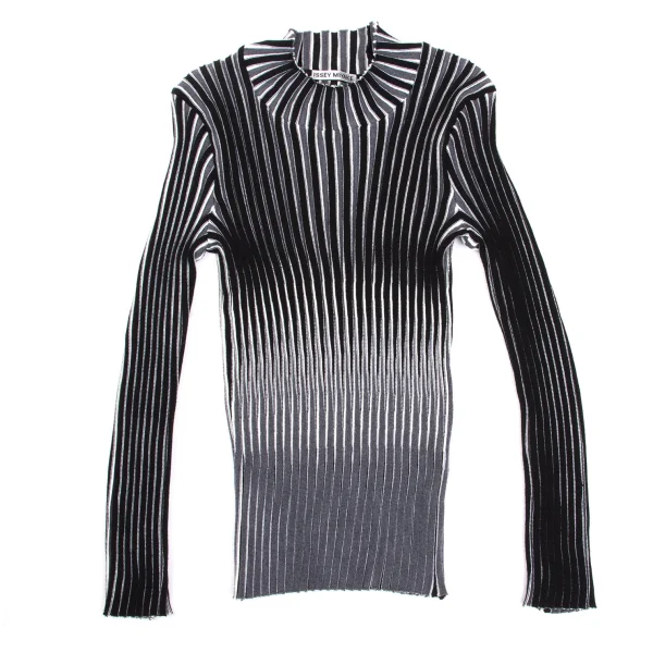 ISSEY MIYAKE  Wool Striped Rib High-neck Knit Sweater K-169408_002