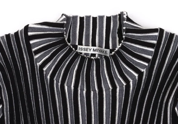 ISSEY MIYAKE  Wool Striped Rib High-neck Knit Sweater K-169408_003