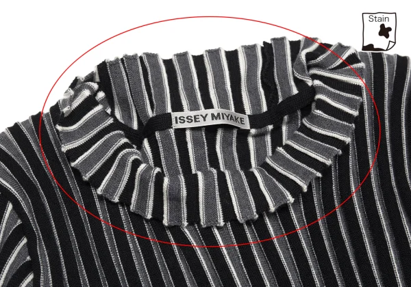 ISSEY MIYAKE  Wool Striped Rib High-neck Knit Sweater K-169408_004