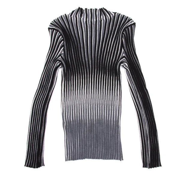 ISSEY MIYAKE  Wool Striped Rib High-neck Knit Sweater K-169408_009