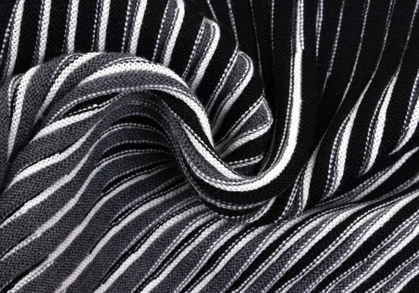 ISSEY MIYAKE  Wool Striped Rib High-neck Knit Sweater K-169408_010