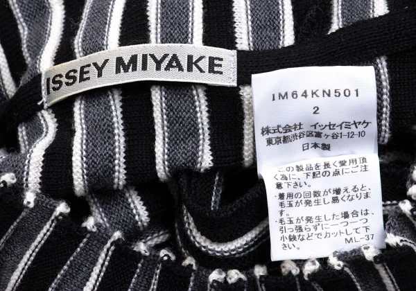 ISSEY MIYAKE  Wool Striped Rib High-neck Knit Sweater K-169408_011