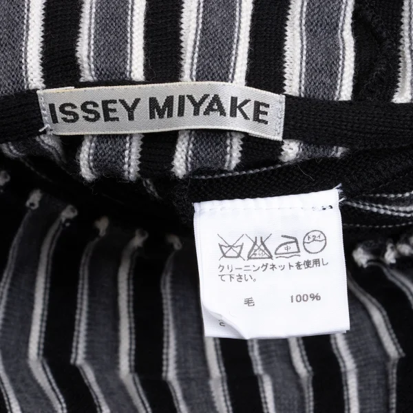 ISSEY MIYAKE  Wool Striped Rib High-neck Knit Sweater K-169408_012