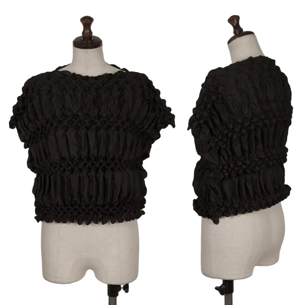 ISSEY MIYAKE Twisted Pleats Sleeveless Top Black 2 K-169410_001