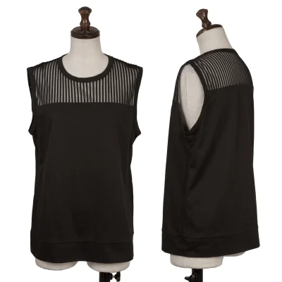 ISSEY MIYAKE Sheer Striped Switching Tank Top