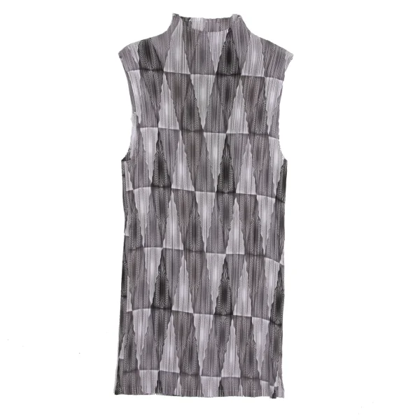 ISSEY MIYAKE Graphic Print Pleated Sleeveless Top K-169415_002
