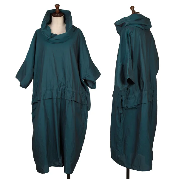 ISSEY MIYAKE Waist String Design Short Sleeve Dress Green 2 K-169416_001