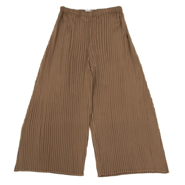 ISSEY MIYAKE Pleated Flare Wide Pants Brown 1 K-169423_001