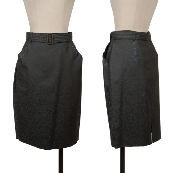 Jean Paul GAULTIER FEMME Floral Jacquard Belted Skirt Black,Navy 40 K-169433_001