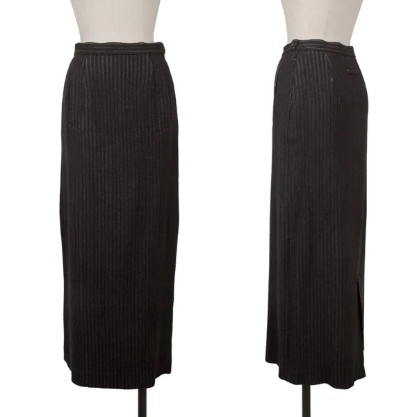 Jean Paul GAULTIER FEMME Wool Rayon Stripe Long Skirt Navy 40 K-169439_001