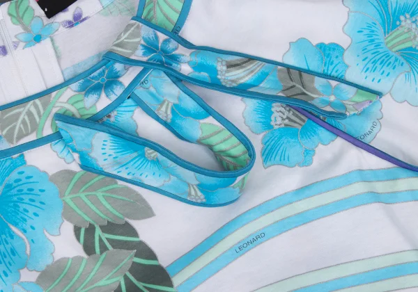 LEONARD Floral Print Neck Ribbon T Shirt K-169443_004