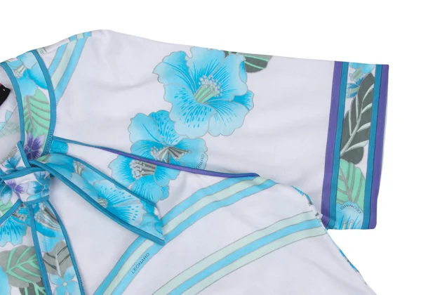 LEONARD Floral Print Neck Ribbon T Shirt K-169443_005