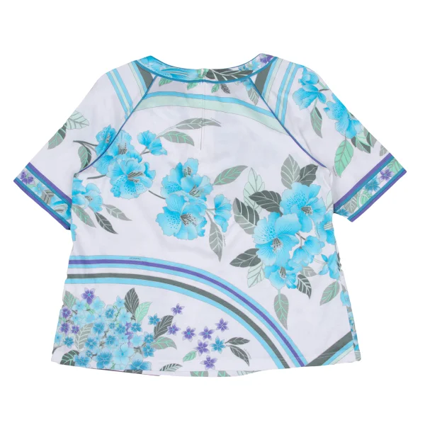 LEONARD Floral Print Neck Ribbon T Shirt K-169443_008