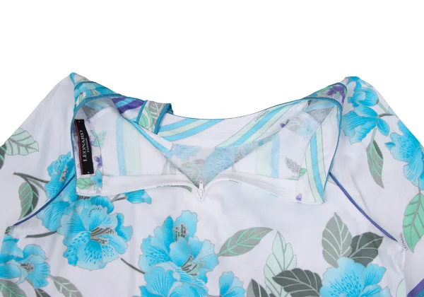 LEONARD Floral Print Neck Ribbon T Shirt K-169443_009