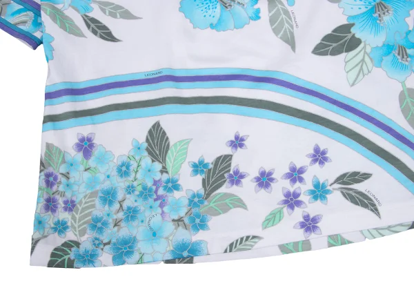 LEONARD Floral Print Neck Ribbon T Shirt K-169443_011