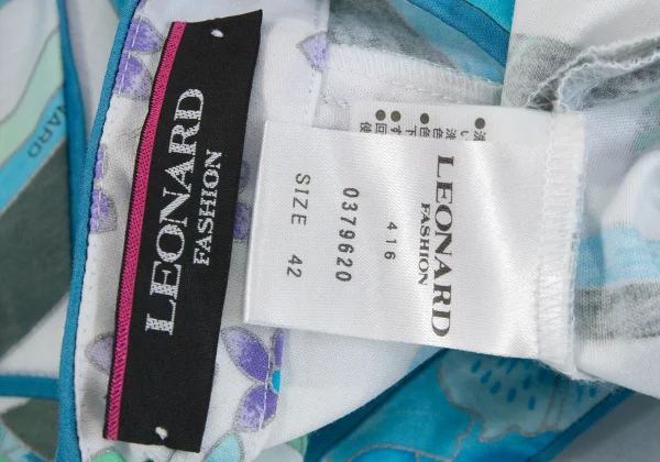 LEONARD Floral Print Neck Ribbon T Shirt K-169443_015