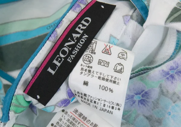 LEONARD Floral Print Neck Ribbon T Shirt K-169443_016