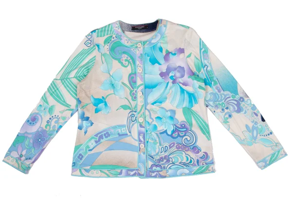 LEONARD Floral Print Collarless Cardigan K-169444_002