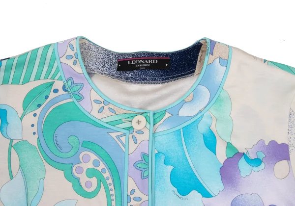 LEONARD Floral Print Collarless Cardigan K-169444_006