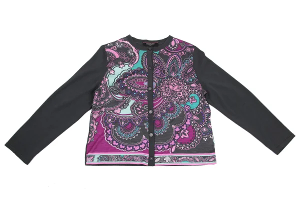 LEONARD Geometric Print Switching Cardigan K-169445_002