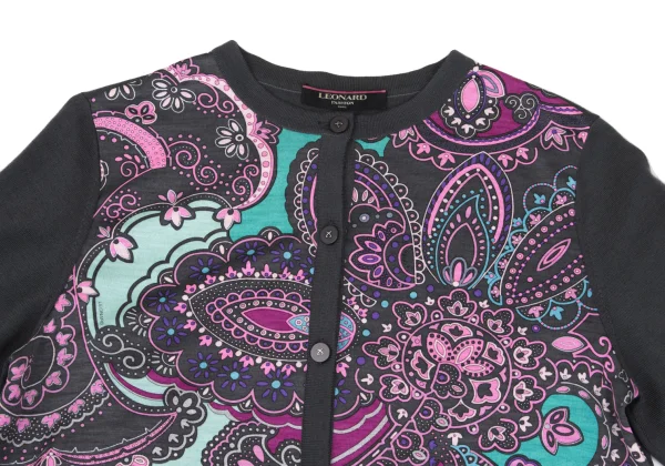 LEONARD Geometric Print Switching Cardigan K-169445_003