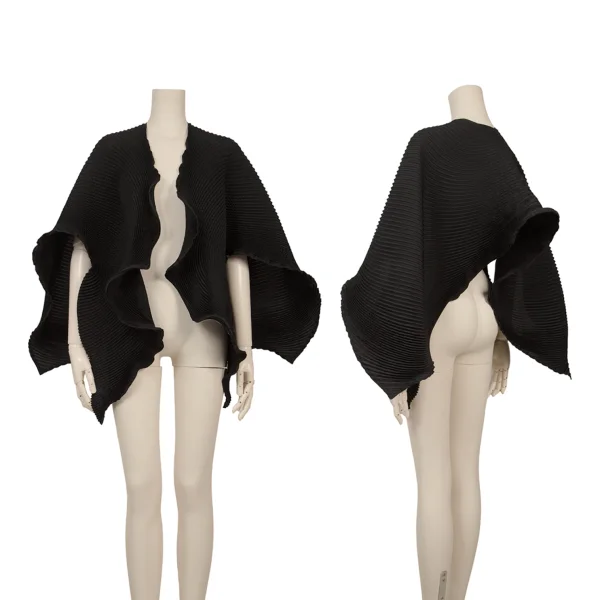 Unbranded 3D Steam Stretch Pleats Bolero Black Free K-169455_001
