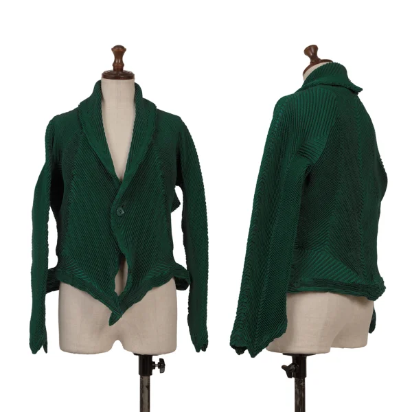 ISSEY MIYAKE 3D Steam Stretch Pleated Jacket Green 2 K-169456_001