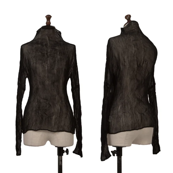 ISSEY MIYAKE See-through Pleated T Shirt Black 2 K-169458_001