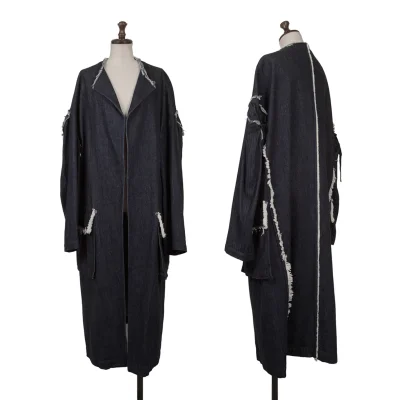 Y's Cut Off Denim Collarless Coat