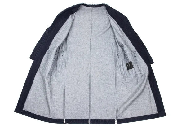 Y's Cut Off Denim Collarless Coat K-169466_011