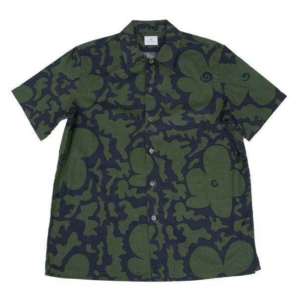 Paul Smith PS Floral Camouflage Short-sleeved Shirt Green,Navy M K-169489_001