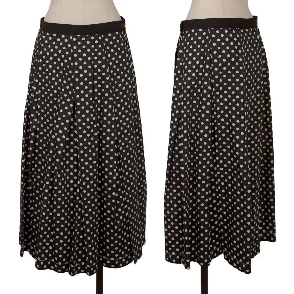 tricot COMME des GARCONS Dot Printed Box Pleats Wrap Skirt Black,White M K-169494_001