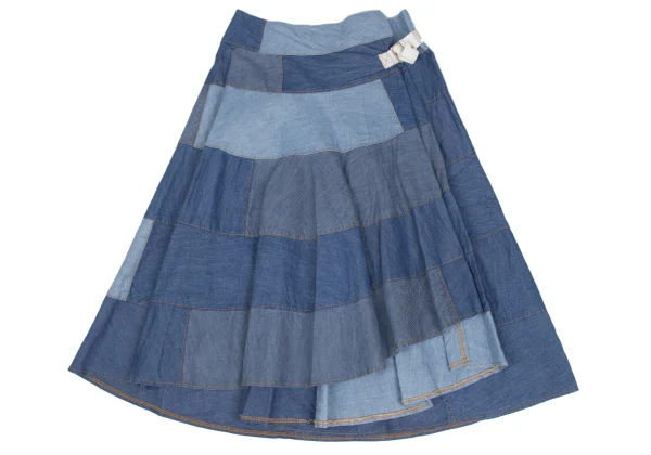tricot COMME des GARCONS Chambray Panel Wrap Design Skirt K-169495_002