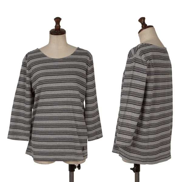 RALPH RALPH LAUREN Stripe 3/4 Sleeves T Shirt Grey L K-169502_001