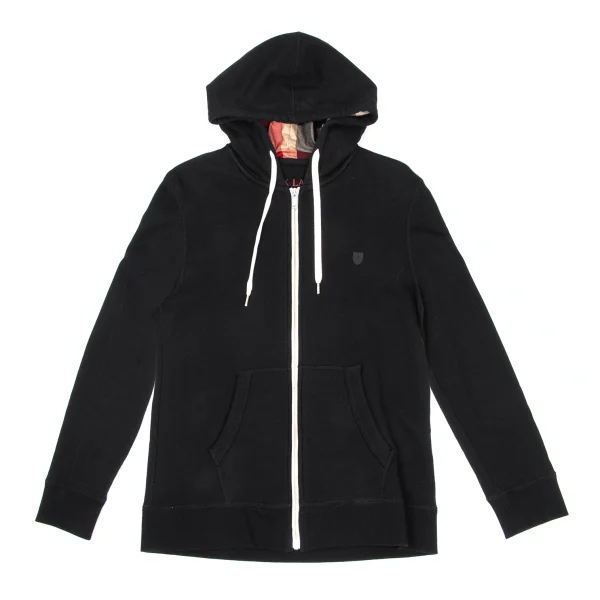 BLACK LABEL CRESTBRIDGE Cotton Zip Up Check Hoodie Black 3 K-169503_001