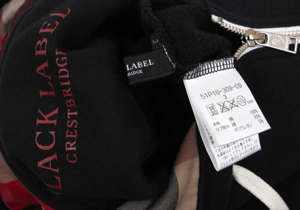 BLACK LABEL CRESTBRIDGE Cotton Zip Up Check Hoodie K-169503_019