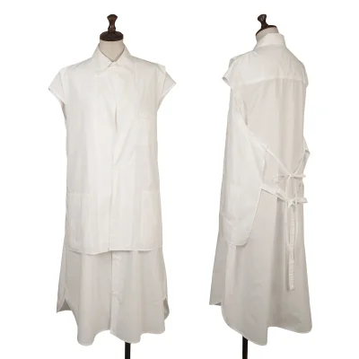 Y's Cotton Front Layered Design Sleeveless Shirt Dress