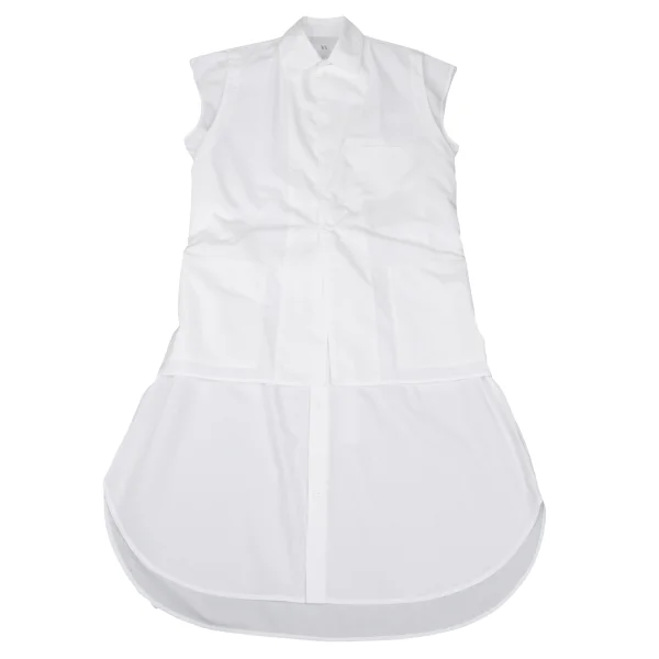 Y's Cotton Front Layered Design Sleeveless Shirt Dress K-169507_002