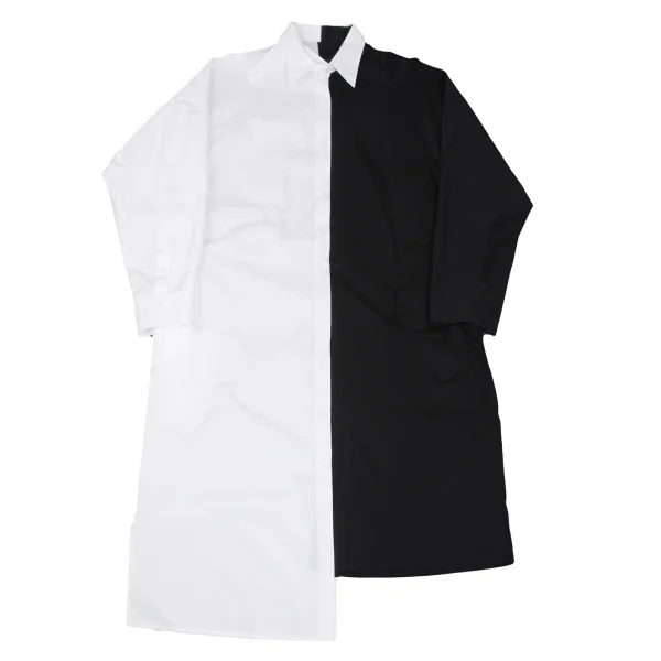 BLACK Scandal Yohji Yamamoto Two-tone Collar Detachable Asymmetrical Shirt Black,White 2 K-169509_001